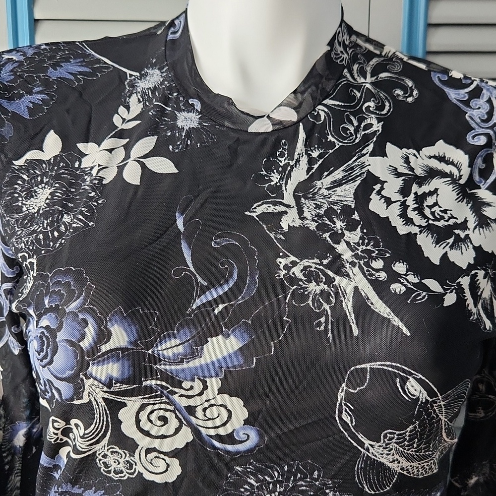 Johnny Was Jade Sheer Floral Print Top - Picture 3 of 13